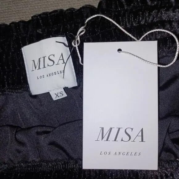 Misa Los Angeles Luiza Tiered Velvet Mini Skirt Jet Black XS NWT - Picture 9 of 10